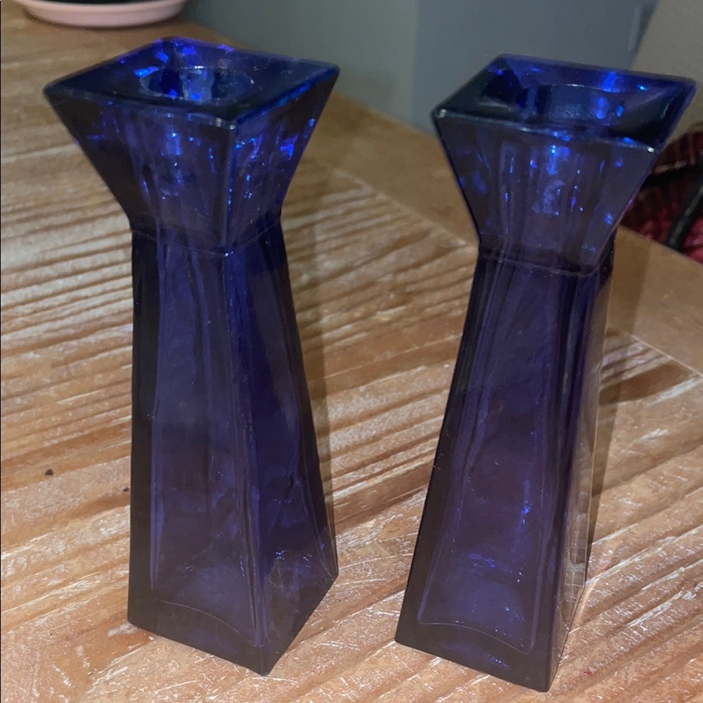Cobalt Blue  Geometric Accents Vases